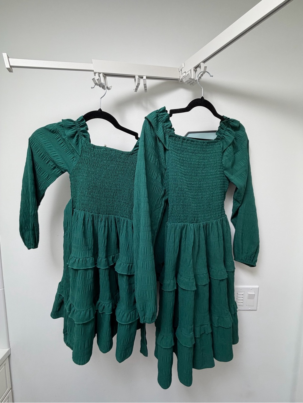 Grace Karin Teal Green Smocked Ruffle-Tiered Kids Dress